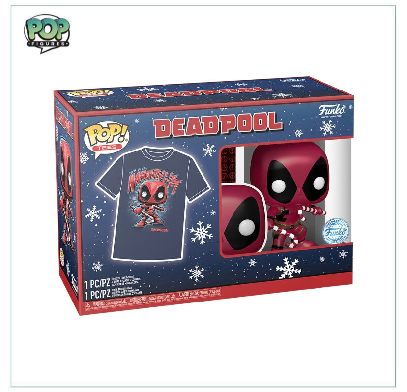 Funko Pop POP! & Tee: Deadpool W/ Candy Canes (Metallic) - Marvel - Special Edition  Primeira Linha