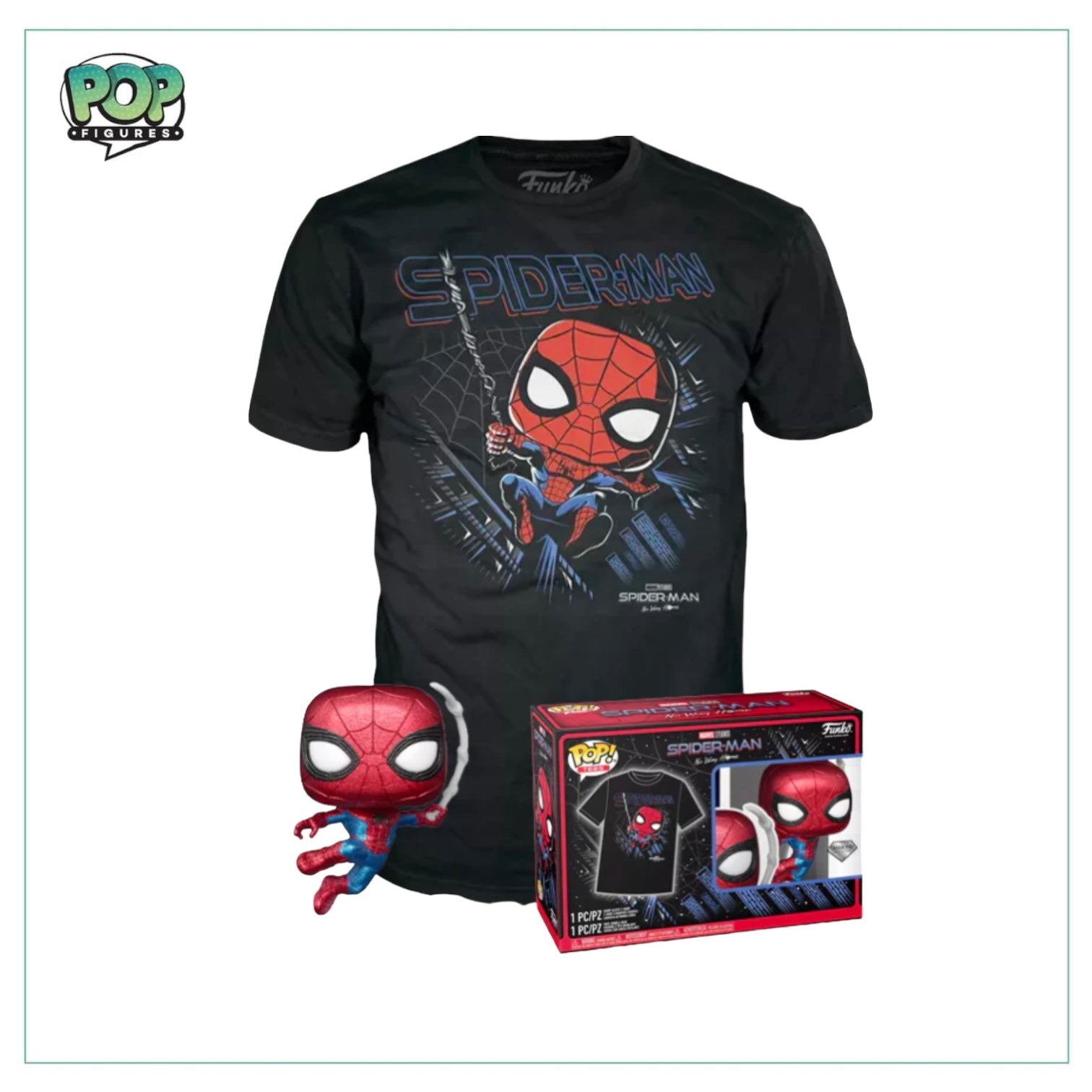 Funko Pop Pop & Tee - Spider-Man #1160 (Diamond Collection) Funko Pop! - Spider-Man No Way Home - Target Con 2023 Exclusive #1160 Primeira Linha